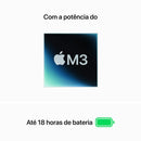 Apple MacBook Air 13", M3, CPU de 8 núcleos, GPU de 8 núcleos, 8GB RAM, 256GB SSD- Meia-noite