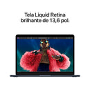 Apple MacBook Air 13", M3, CPU de 8 núcleos, GPU de 8 núcleos, 8GB RAM, 256GB SSD- Meia-noite