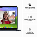 Apple MacBook Air 13", M3, CPU de 8 núcleos, GPU de 8 núcleos, 8GB RAM, 256GB SSD- Meia-noite