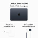 Apple MacBook Air 13", M3, CPU de 8 núcleos, GPU de 8 núcleos, 8GB RAM, 256GB SSD- Meia-noite